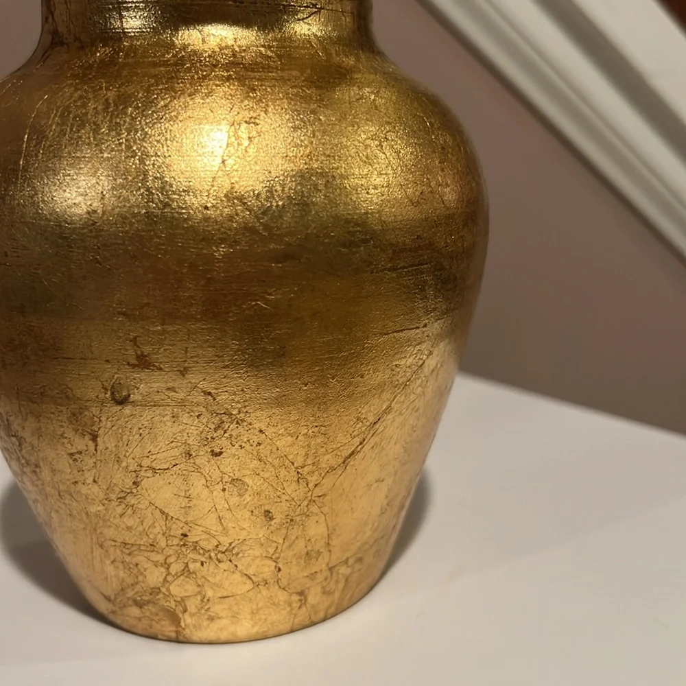 Gold Leaf Clay Vase